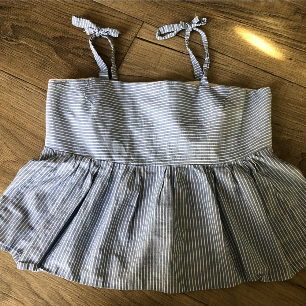 Striped shoulder tie tank top